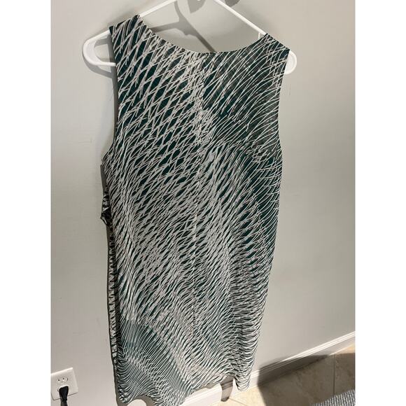 NIC+ZOE Asymmetrical Layered Dress Large Petite Green White Preppy Boho Chic - Picture 2 of 10